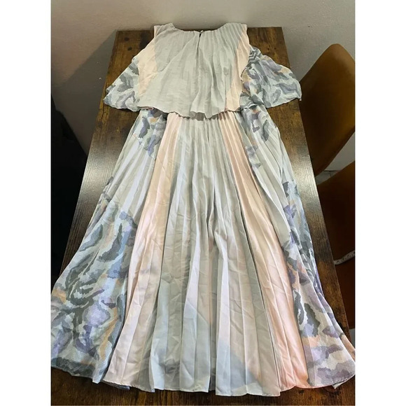 Bcogmaxazria Jaelyn Print Blocked Pleated Dress Size M - Picture 14 of 15